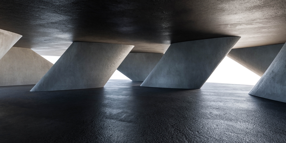 Concrete,Structure,In,Black,And,White,3d,Render,Illustration.,3d